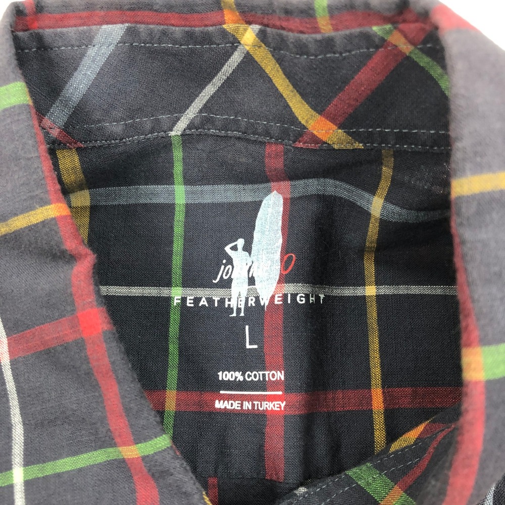 Johnnie-O Featherweight Mens Large Charcoal Plaid Button Down Shirt JMWL7400 - Picture 3 of 10